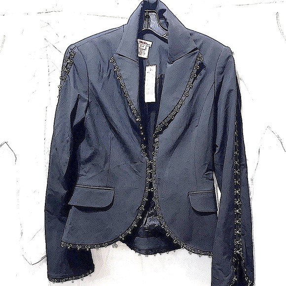 Cache Jackets & Blazers - NWT CACHE BLK TUXEDO LINE HOOK&EYE JACKET SZ 4 & 0